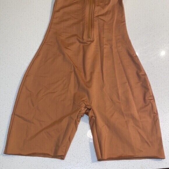 Skims Swim Mock Neck Zip up Cycle Suit Almond Wetsuit Resortwear Kim Kardashian - Picture 5 of 9